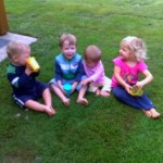 kids on the grass